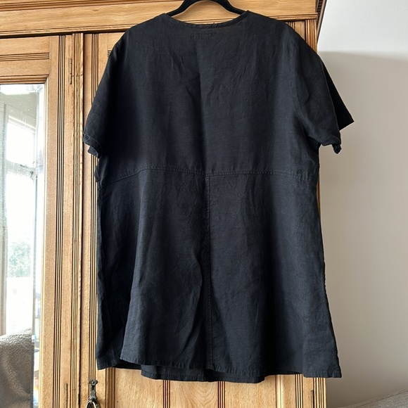 Flax Large black linen tunic with pockets - Picture 5 of 7